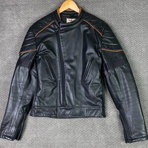 Vintage Wolff Of Canada Cafe Racer Leather Jacket Men's 40 Black Motorcycle